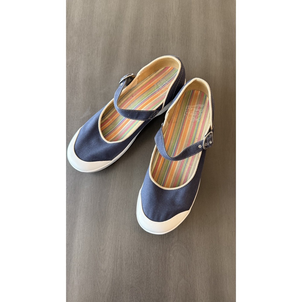 Dansko Vegan Mary Jane Shoes Womens Size 11 Blue Canvas Slip Resistant Flats